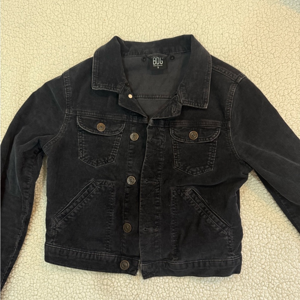 BDG corduroy Charcoal Button-Up Jacket - fitted